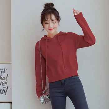 

Women Hoodies 2020 Female Casual Long Sleeve Solid Color Hooded Sweatshirt Female Cropped Pullovers Tops Tracksuit