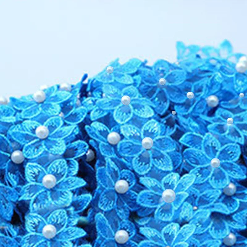 Lace ribbon 3.5x50cm 3D flower pearl beaded embroidered fringe organza