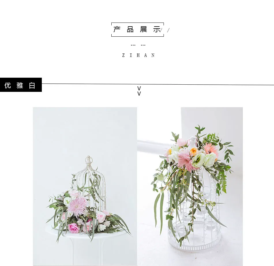 INS style countryside bird cage fresh flower rack dessert table ornaments,wedding decor creative photography props candle table