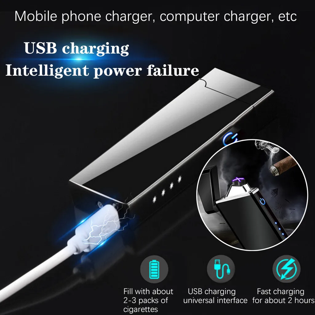 2020 Cigarettes Electrical USB Charging Rechargeable Flameless Lighter Screen Induction Touch Exquisite Gift For Men | Дом и сад