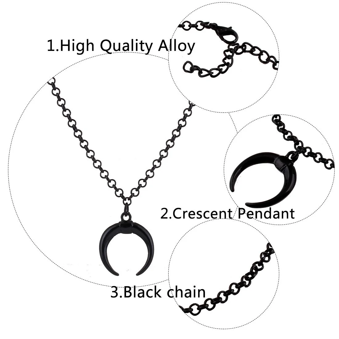 Панк стиль подвеска в форме половины Луны черная цепь мода женщин колье массивное ожерелье бойфренд подарок ювелирные изделия