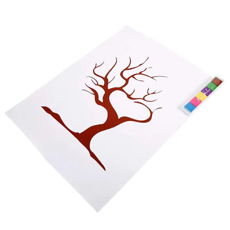 

4 styles fingerprint tree custom wedding message book wedding message poster with 6 colors ink (color: TYPE2#)