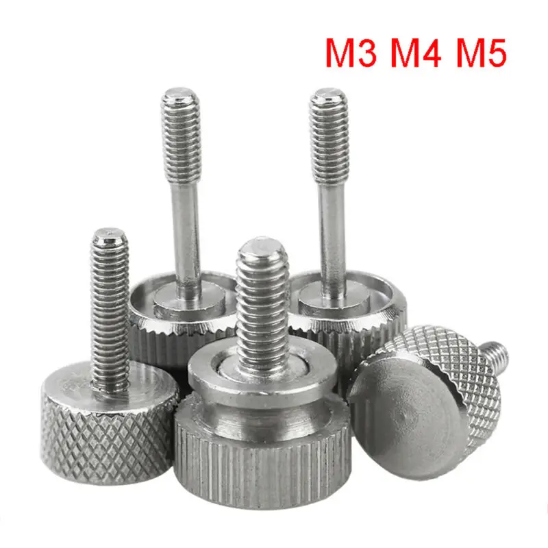 M5 M6 Cylindrical head hand twist screw adjustment knurled bolts stainless steel 