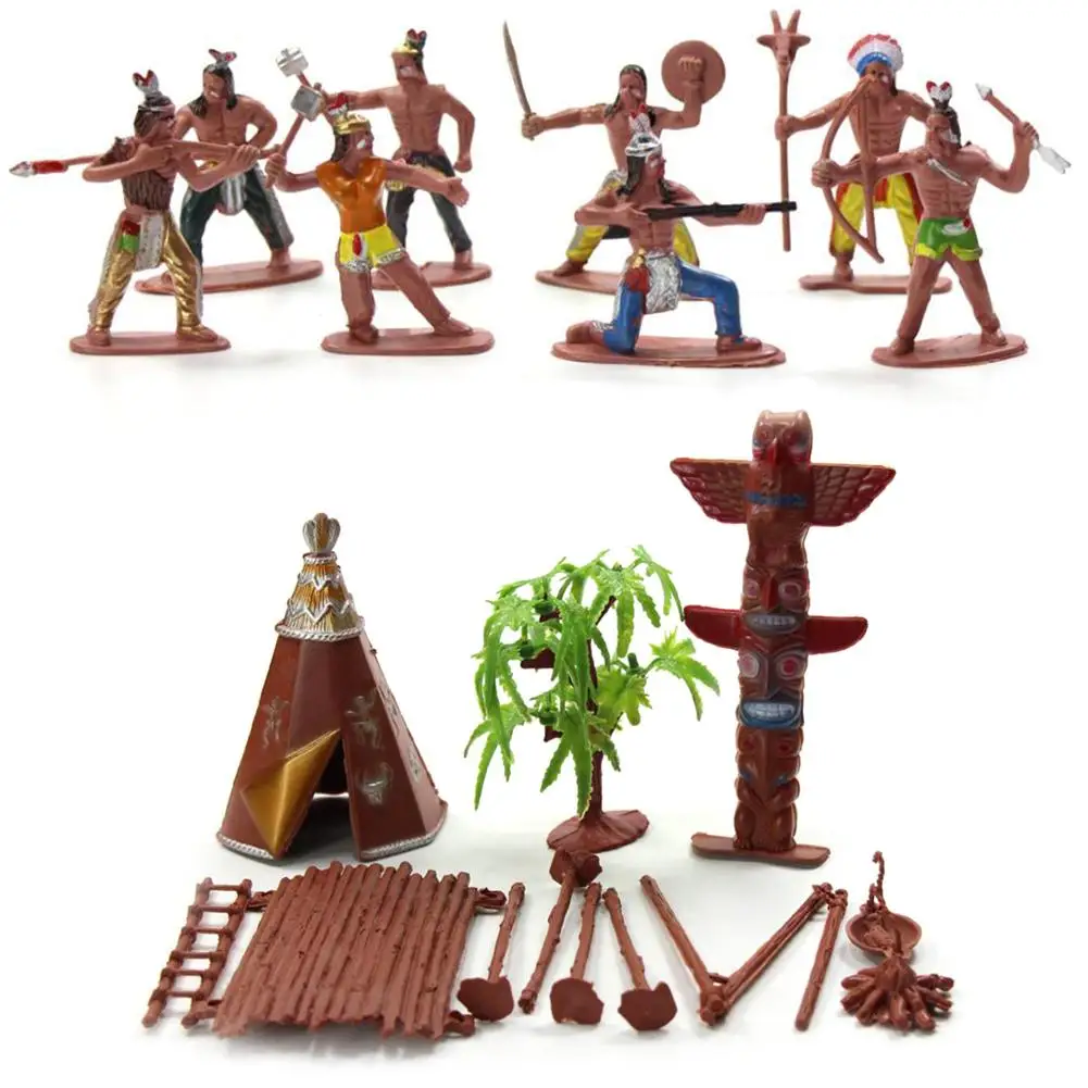 13 pièces/ensemble tribus indiennes Figures modèle maison bureau décor bricolage décor accessoire éducatif jouets Intelligence développement jouets