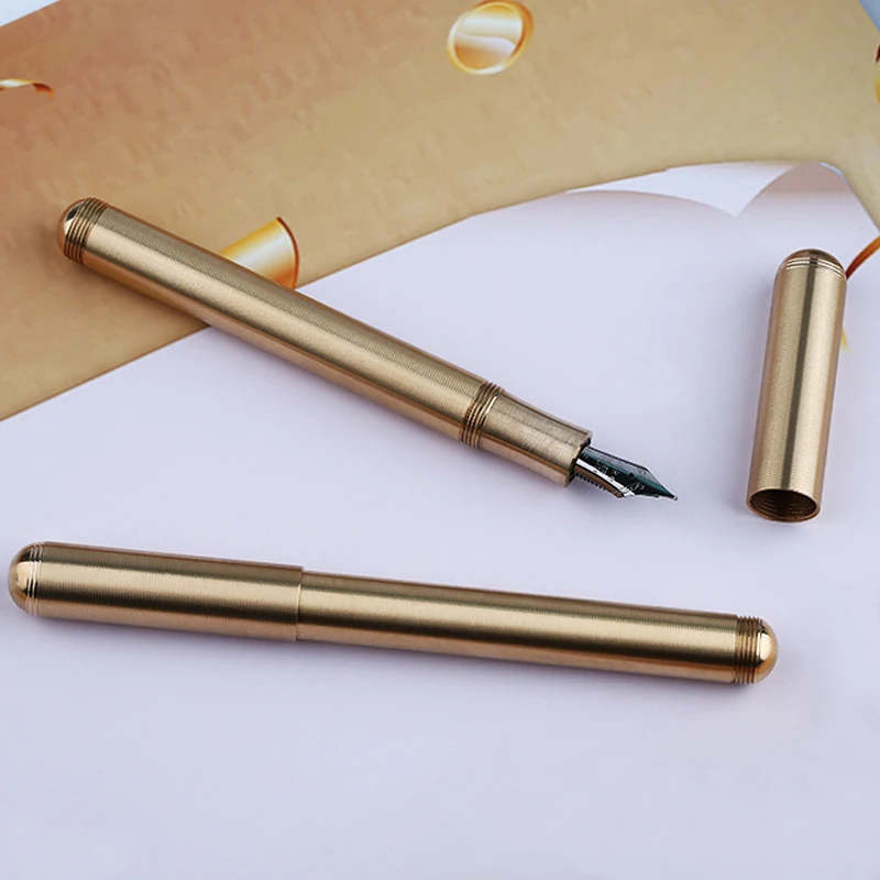 

Metal Brass Fountain Pen Bent Nib Fine Nib Threaded Surface with Pen Box JLRJ88