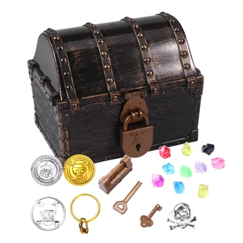 

1 Set Retro Hidding Treasure Chest Toy Plastic Large Pirate Gold Treasure Chests Toy Kids Treasure Box Toy Educational Treasure