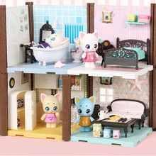 1 Набор, Детская модель, кукольный домик с мебелью, мини семейная сцена, ванная комната, кухня, модель для девочек, игровой домик, игрушки, подарки на день рождения, игрушка