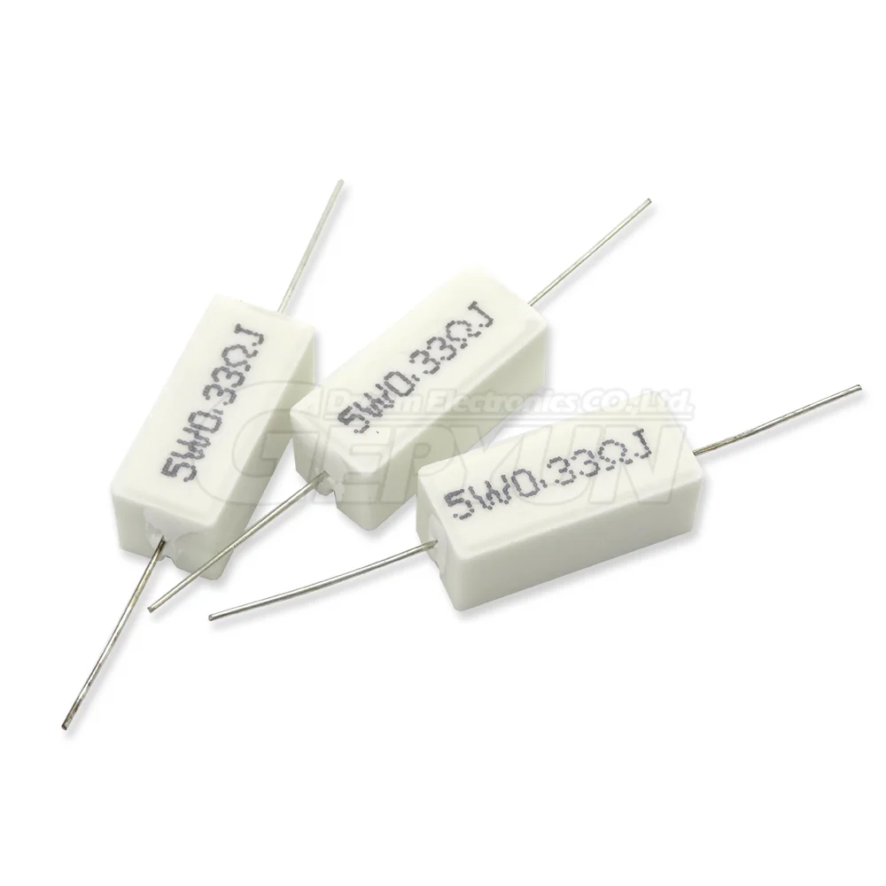 10pcs 5W cement resistance 0.1-10K 0.1R 0.5R 1R 10R 100R 0.22 0.33 0.5 1 2 5 8 10 15 20 25 30 100 ohm power resistance Cement Resistor