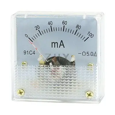 

91C4 DC 100mA Rectangle Analog Panel Ammeter Gauge Amperemeter Class 2.5