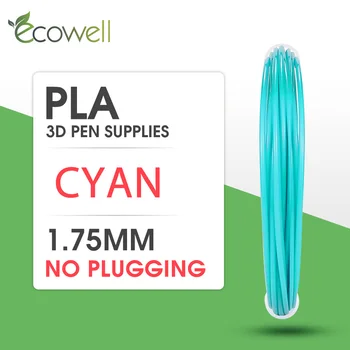 

Ecowell 1pcs Cyan 1.75MM*5M PLA Filament 3D Printing Material 3d printer filament 3D PEN FILAMANT Work for 3d printing pen