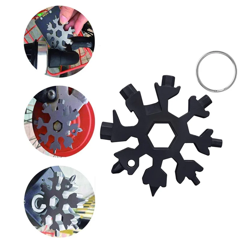 

18 In 1 Multi-Tool Stainless Steel EDC Snowflakes Allen Wrench Portable Keychain Outdoor Bicycle Screwdriver Bottle Mini Opener