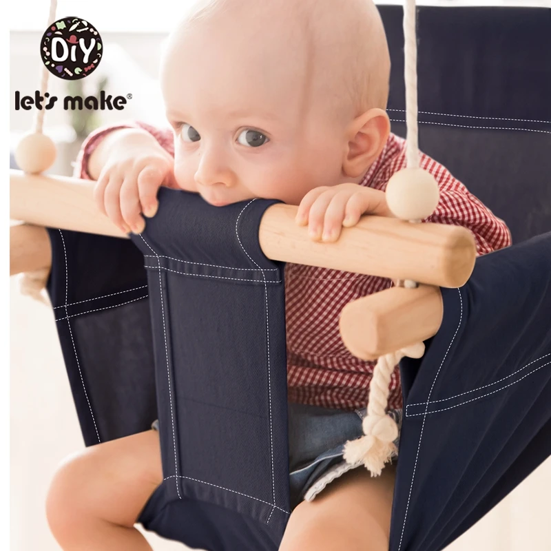 Let's Maken Katoen Baby Schommel Stoel Opknoping Hout Kleuterschool Speelgoed Buiten Indoor Mand Swingende Stoel Baby Speelgoed|Speelgoed Schommel| - AliExpress