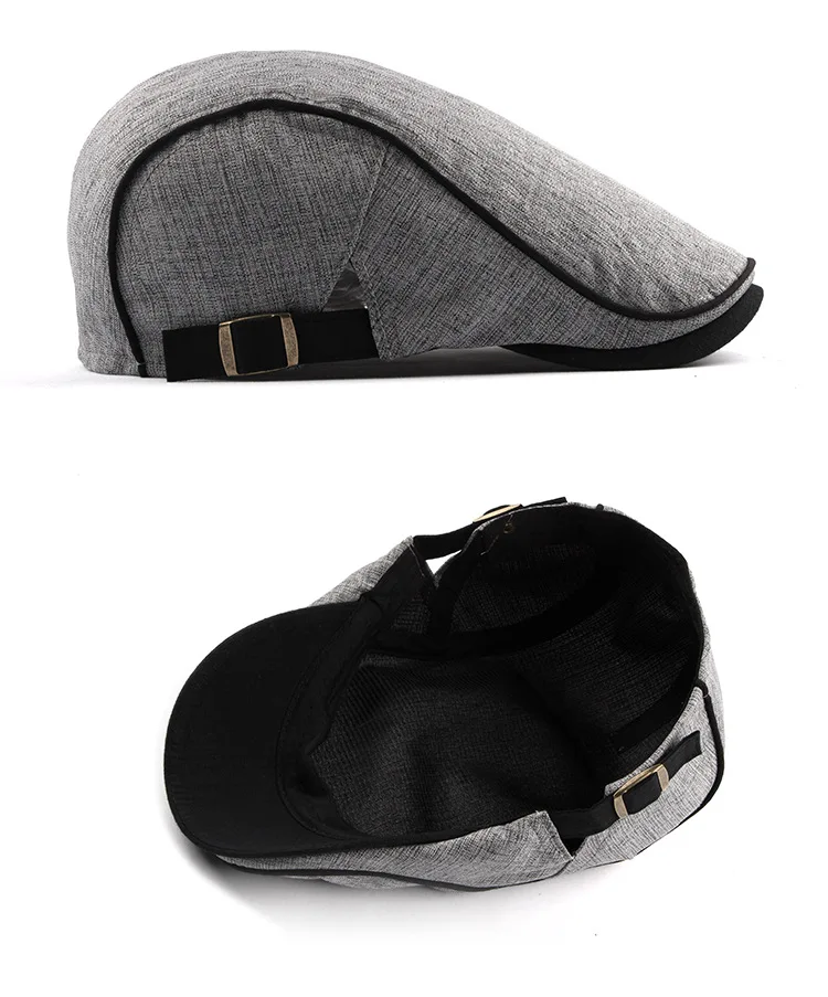 Adjustable Cotton Berets  Hats For Men Classic Spring Summer SunCaps Cotton Blend Beret Hat Flat Brim Men Berets Cap 3