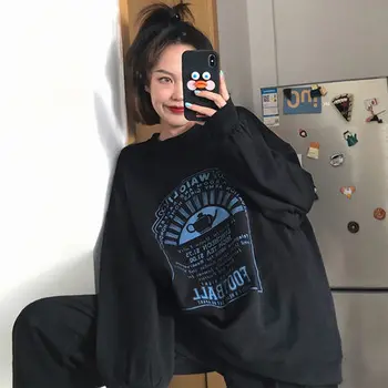 

L Cotton Hong Kong Style CHIC Hoodie Female 2020 Autumn and Winter