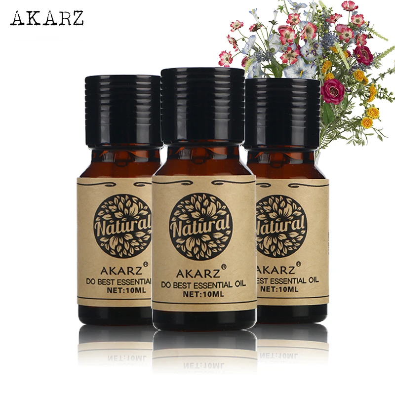 Peppermint Rosemary Vetiver essential oil sets AKARZ Famous brand For Aromatherapy Massage Spa Bath skin face care 10ml*3 | Красота и
