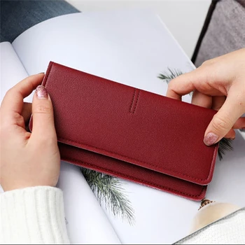 

PU Leather Long Purse Women Wallets Fashion Male Slim Money Bag Female Credit Card Holder Two Fold Clutch For Ladies
