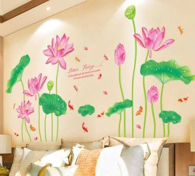 setting water lily lotus lPicture For Child Can Remove Ink Stick Study Bedroom Sitting Tv Setting Water Lily Lotus Leaf Cartoon | Игрушки и