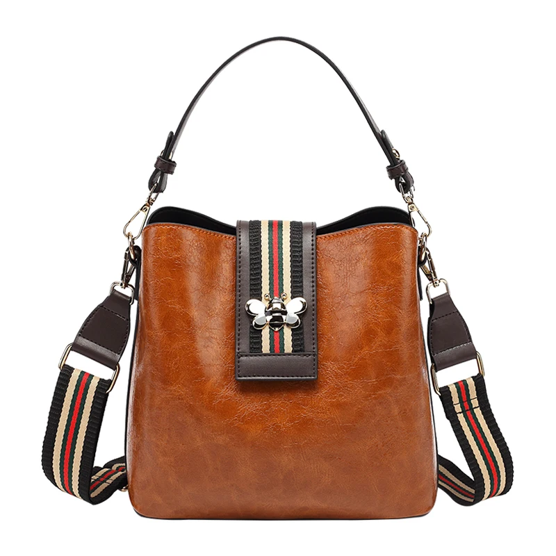 

Ceossman Vintage PU leather Crossbody Bags For Women 2020 New Shoulder Bag Fashion Handbags And Purses Zipper Bucket Bags