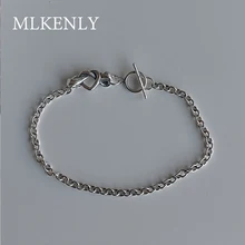 MLKENLY, серебро 925 пробы, ins, Ниша, простая цепочка с узлом в форме сердца, браслет с пряжкой для женщин, ювелирное изделие, подарок