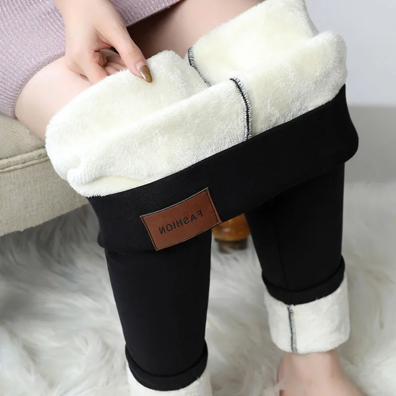 

Women Leggings Winter High Waisted Legging Stretch Add Fluff Ladies Casual Pants Thick Warm Tight Lamb Cashmere Leggings