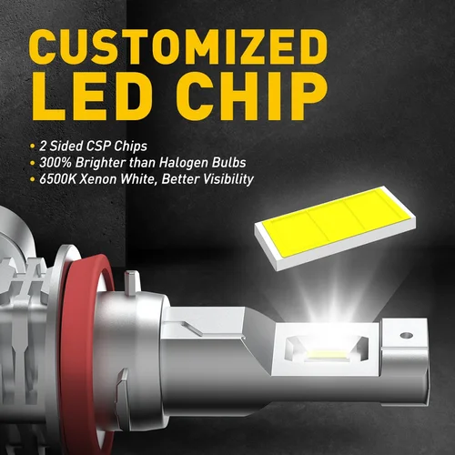 차량용 주간 주행 자동 램프, H11 LED 안개등 전구, H8, H9, 9006, HB4, 9005, HB3 LED, 12V, DRL, 6500K, 화이트, 3000K, 옐로우, 2 개 3
