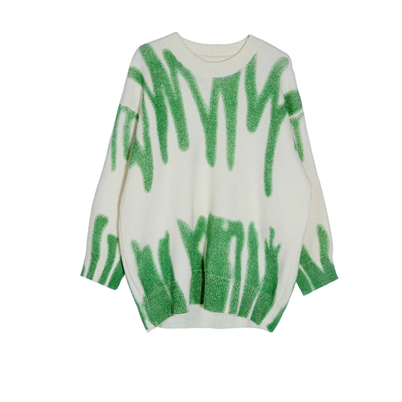 

LUKAXSIKAX 2020 New Autumn Winter Women Sweater Korean Fashion Lazy Style Contrast Color Loose Knitted Pullover Sweater