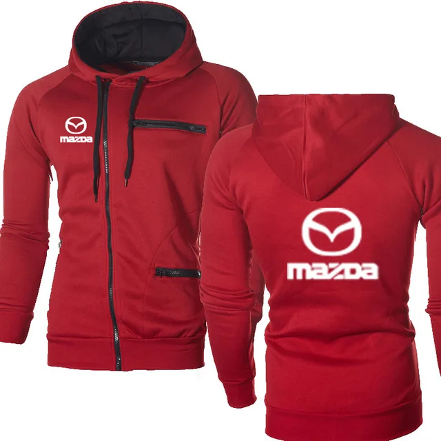 Мужская куртка для Mazda, с логотипом, повседневная, в стиле хип-хоп, Harajuku, с длинным рукавом, флисовая, теплая, с капюшоном, толстовки на молнии, ткань - Цвет: as picture