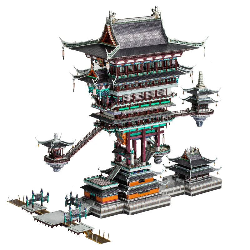 Art Model 3D Metal Puzzle The Legend of Hei-Guild hall building model kits DIY Laser Cut Jigsaw Model Toys gift for adult 2