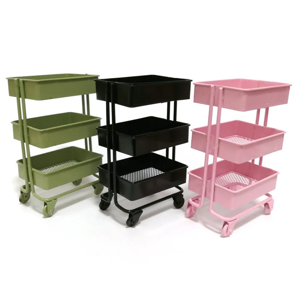 1:12 Dollhouse Miniature Furniture Shelf With Wheels Storage Display R.so 