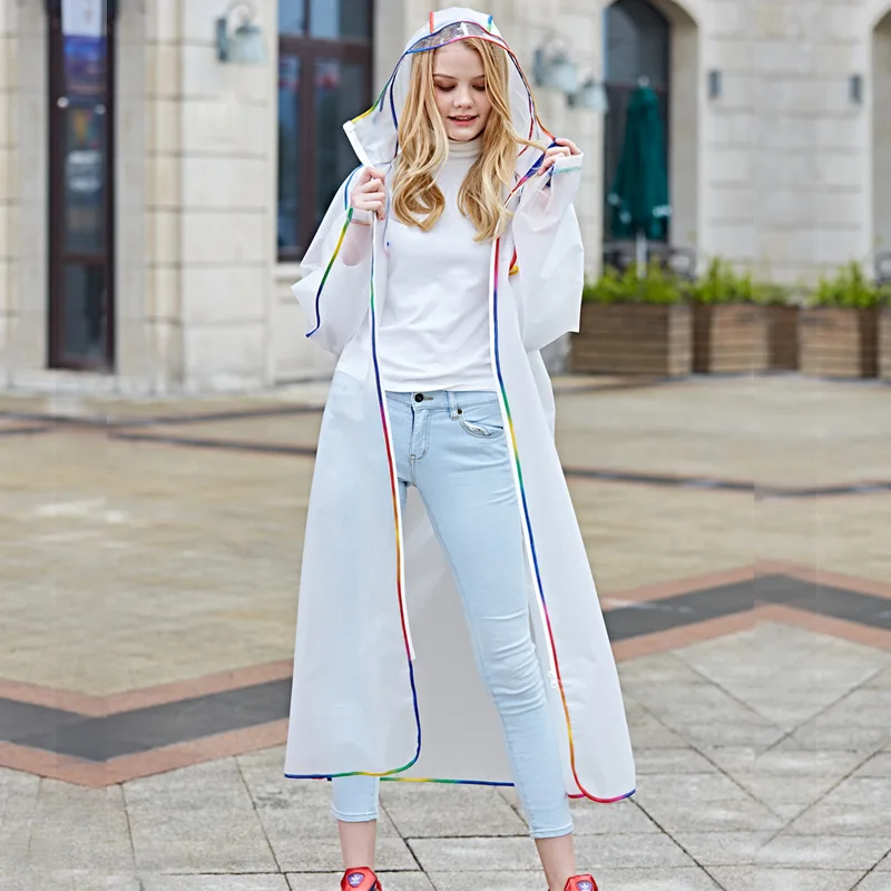 Fashion EVA Men Women Raincoat With Bag Space Transparent
