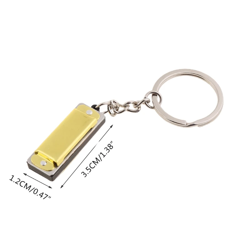 Mini Harmonica Keychain 8 Tone 4 Holes Harmonic Keyring Keys Holder Bag Pendant Musical Toys