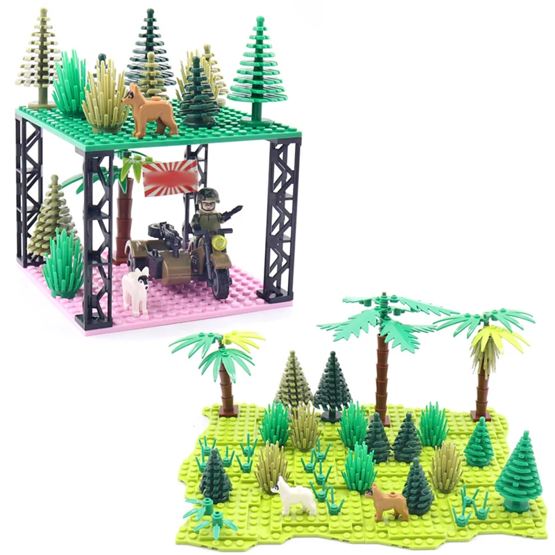 

DIY Military Baseplate Scenes Mini Figure Building Block accessories Compatible City Soldier Bricks Educational toy for Kid Gift