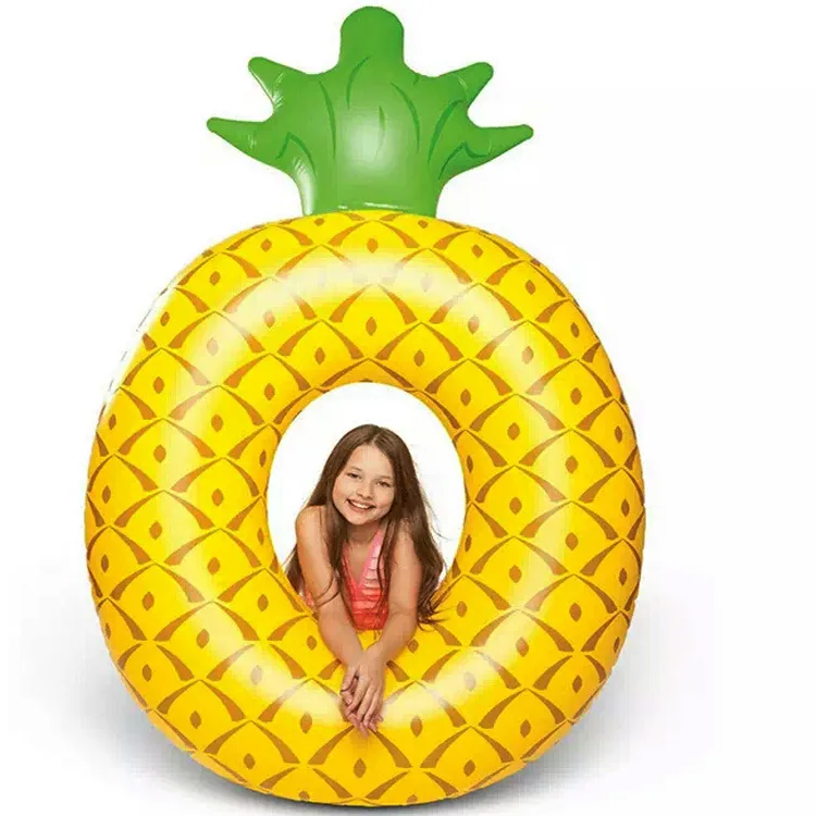 

Cross Border Hot Sales Water Inflatable Adult Pineapple Swimming Tube Pedestal Ring Life Ring Pineapple Swim Ring Thick Environm