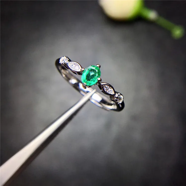 Wanglong 925 пробы Серебряное кольцо с натуральным изумрудом для женщин ювелирные изделия