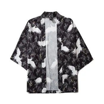 

The most handsome shirt! Summer Japanese Five Point Sleeves Kimono Mens And Womens Cloak Jacke Top Blouse рубашка Purchasing