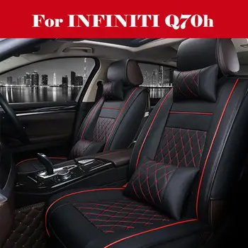 

Standard PU Leather Car Seat Covers Front+Rear Seat Cushion Black With Red Lines For INFINITI Q70h