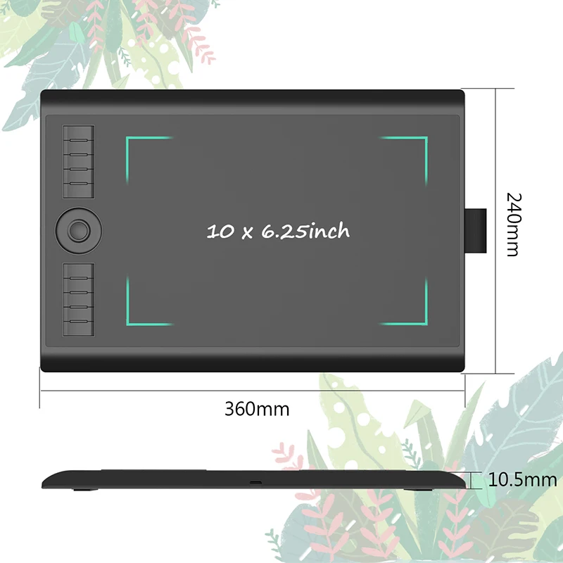 Графический планшет для рисования GAOMON M10K PRO 10*6 25 '' со стилусом без батареи и