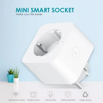

Mini WiFi Smart Socket Voice Remote Control Time Switch Function for Household Devices with EU Plug Google assistant Alexa