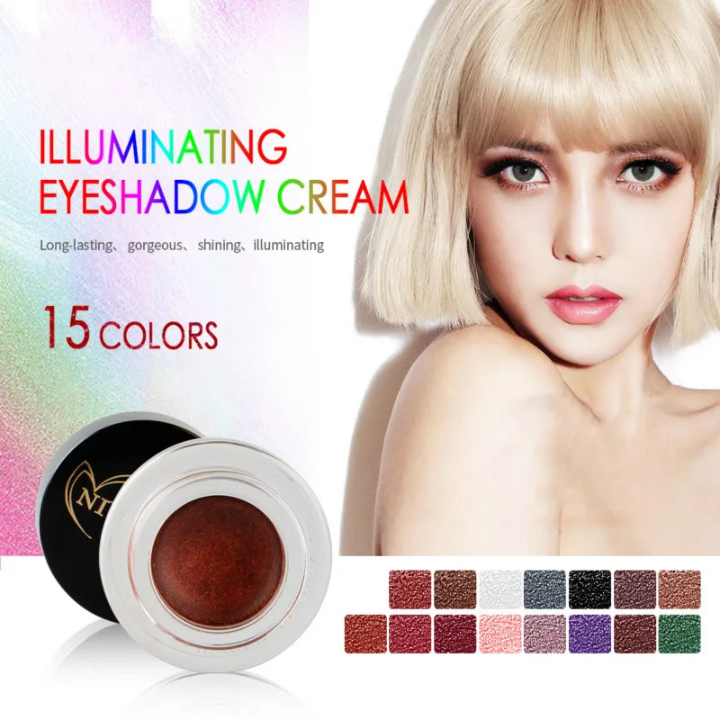 

Natural 15 Colors Single Eyeshadow Cream Waterproof Long Lasting Pigments Red Green Color Shimmer Metallic Eye Shadow