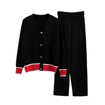 

Rlyaeiz 2019 Autumn Fashion 2 Piece Set Women Sporting Suits Knitting Cardigan + Ankle-length Pants Sportswear Female Tracksuit