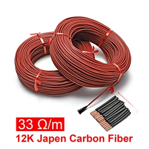 Cable calefactor de fibra de carbono, bobina de Cable calefactor de 10 a 100 metros, 12K, 33ohm/m