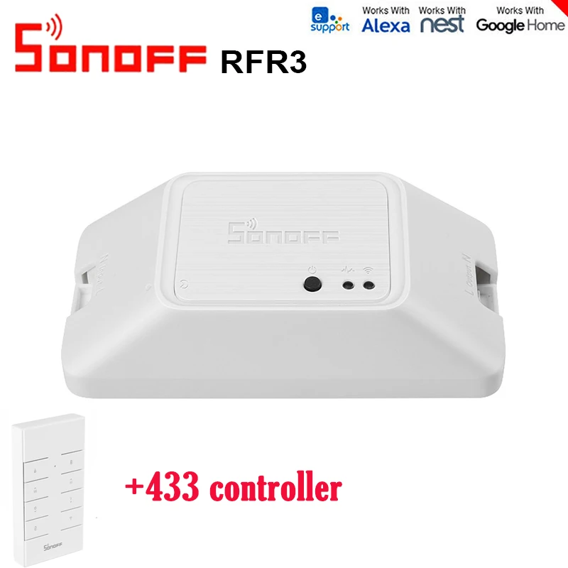 Sonoff RFR3 R3 RF Light Switch Smart Home DIY WIFI Wireless 433MHZ Remote Control LAN EWelink APP Works With Alexa Google | Электроника