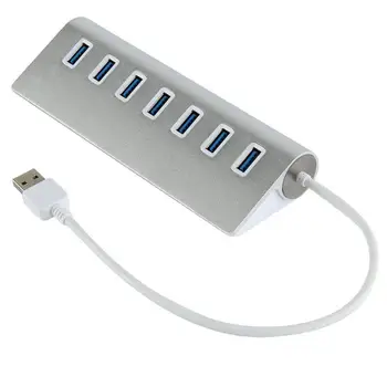 

7 In 1 Aluminum USB 3.0 Rotating Splitter Adapter High Speed Hub For Laptop Notebook