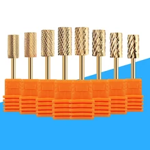 Вольфрамовые стальные сверла для ногтей, золотые фрезы для электрического маникюра, шлифовального лака, аксессуары для педикюра