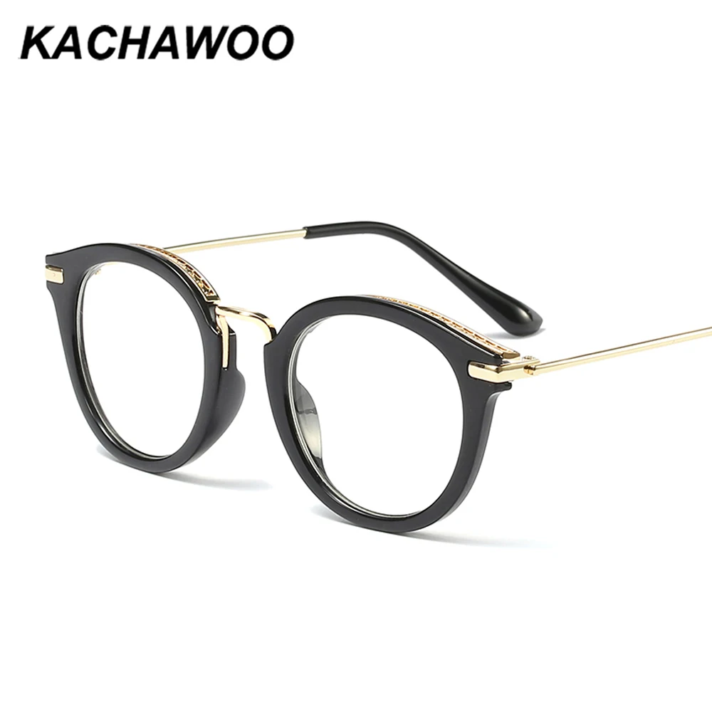 Kachawoo круглые оправы для очков женские полуметаллический золотой черный розовый оправа для очков в стиле ретро оптический леопардовый Стиль Дамы подарки на день рождения