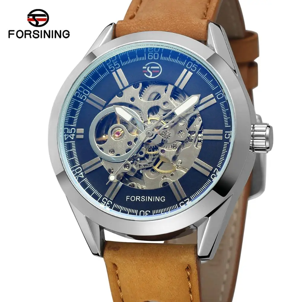 

Forsining 2019 Mens Casual Sport Watch Genuine Leather Top Brand Luxury Army Military Automatic Men's Wrist Watch Skeleton Clock
