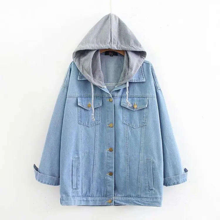 

10333 Spring And Autumn New Style Korean-style Versatile Loose-Fit BF Style Hooded Jeans Coat Women's Casual Jacket