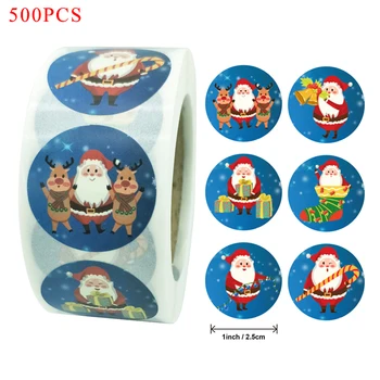 

500PCS Christmas Santa Claus Kraft Paper Packaging Sticker for Candy Dragee Bag Gift Box Packing Bag Wedding Thanks Stickers