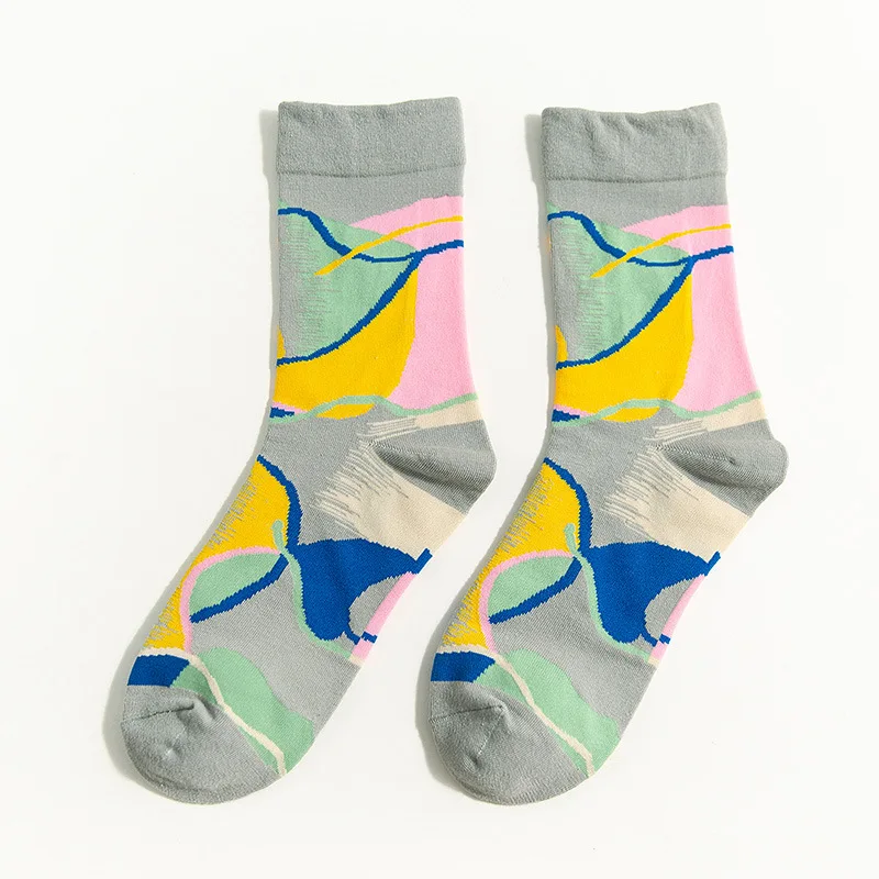 Street Socks 02 Забавная хлопковая одежда в уличном стиле с принтом из мультфильмов Скейтборд Новинка корейские зимние спортивные женские теплые носки милые сумасшедшие короткие счастливые мужские и женские носки - Цвет: Street Socks 02