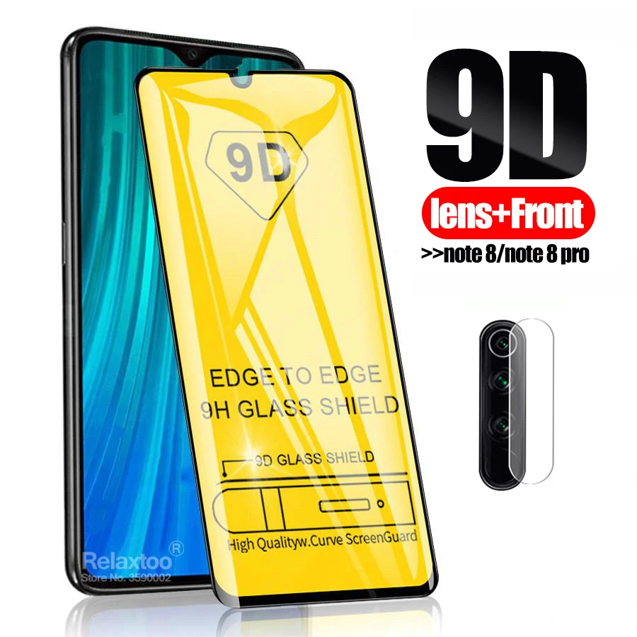 Защитное стекло закаленное 2 в 1 9D для объектива камеры xaiomi redmi note 8 pro защитная